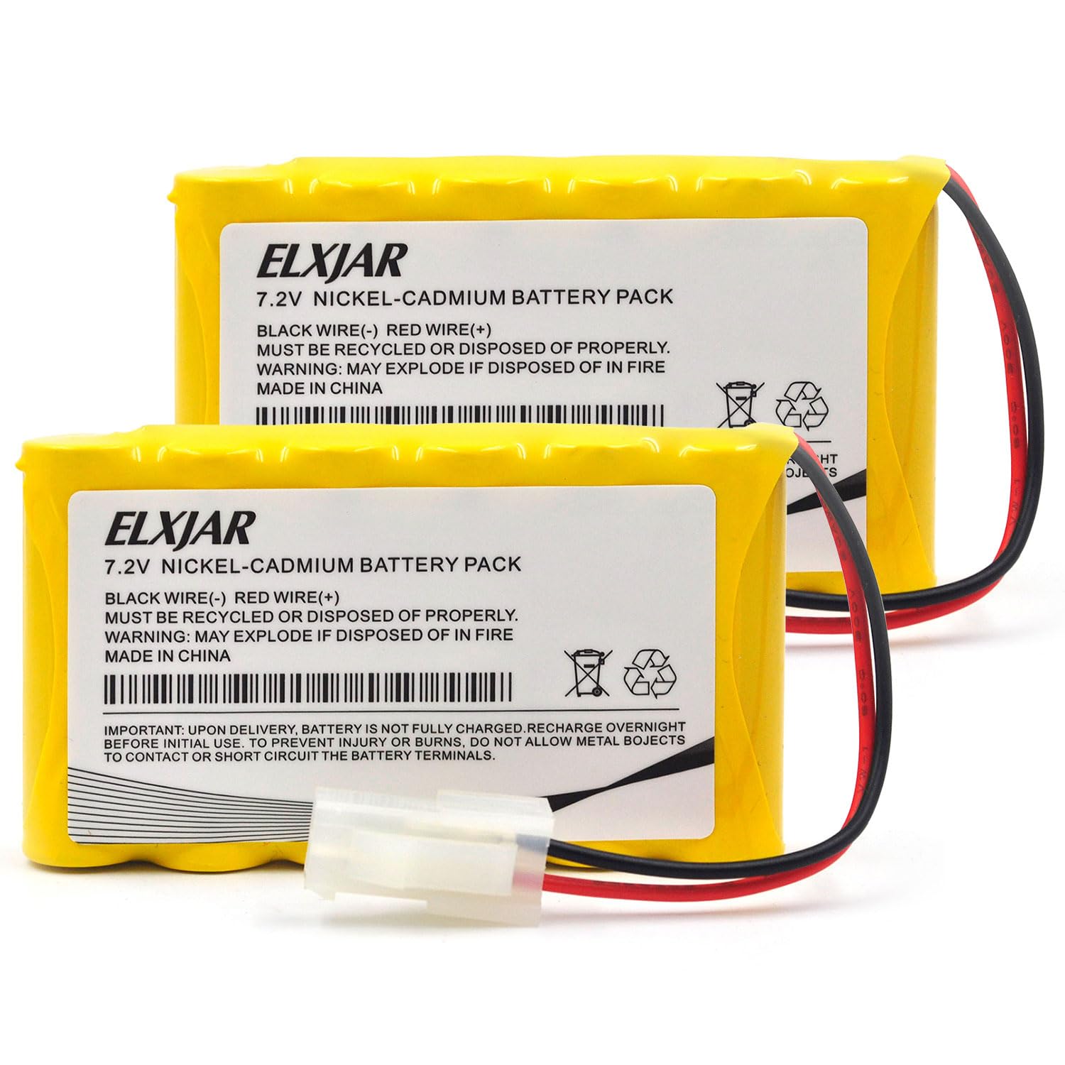 elxjar (2-Pack) 7.2V 800mAh Ni-CD Battery Replacement for Huanqi HQ 516 558 549 RC Tank RC Vehicle with 5557 Connector