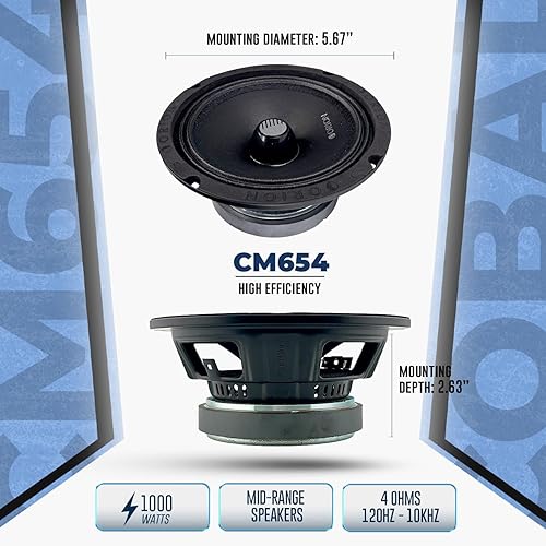 Miniatura 4 de ORION Cobalt CM654 - Altavoces tipo bala de alta eficiencia de 6.5 pulgadas de rango medio, 1000 W de potencia máxima, 250 W RMS, 4 ohmios, bobina