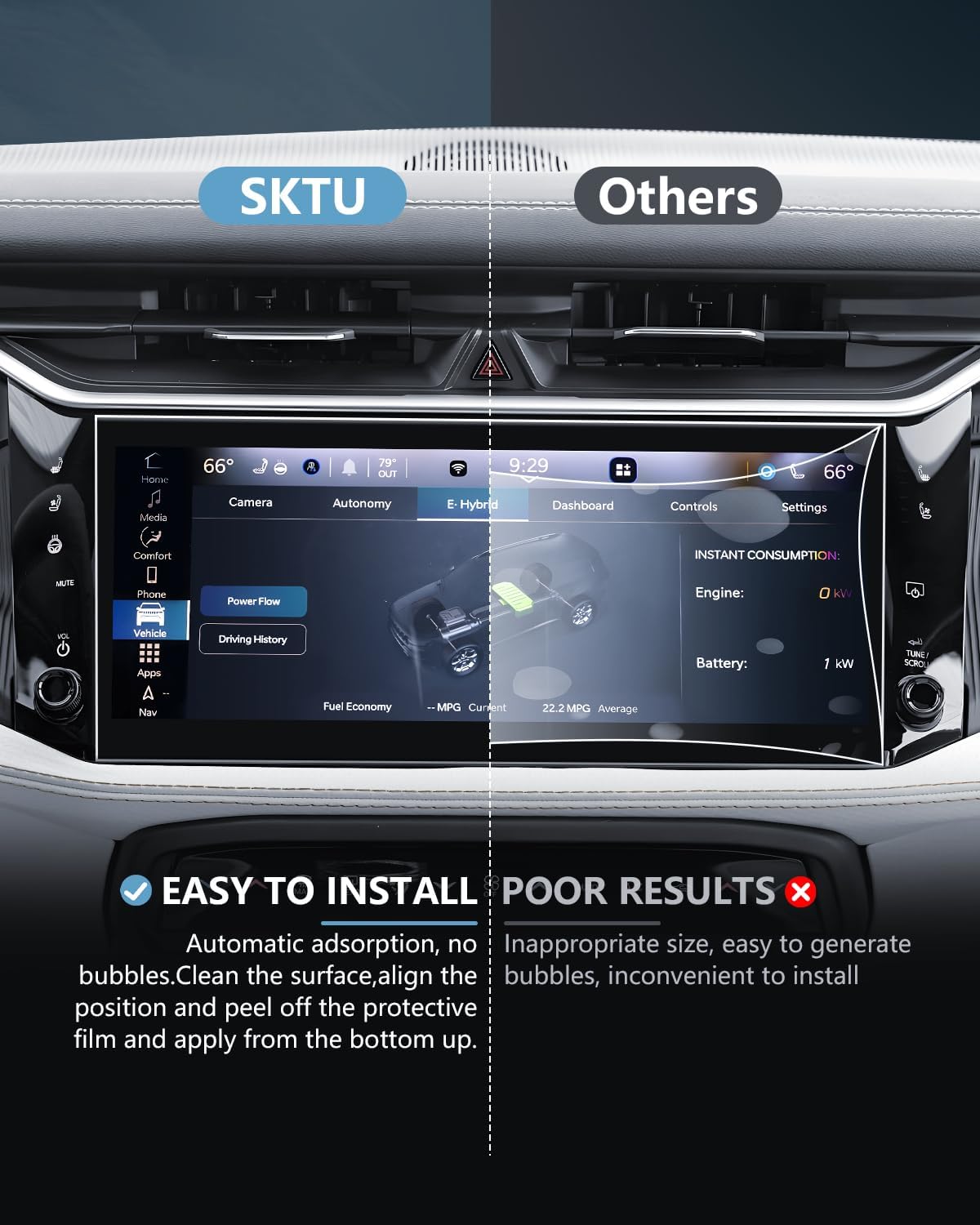 SKTU 2PCS for 2026 Jeep Cherokee Screen Protector 12.3 Inch for 2026+ Jeep Cherokee (Base/Laredo/Limited/Overland) 12.3-Inch Navigation Screen [Ultra HD, Anti-Glare&Scratch] 2026 Cherokee Accessories Nano Protective Film