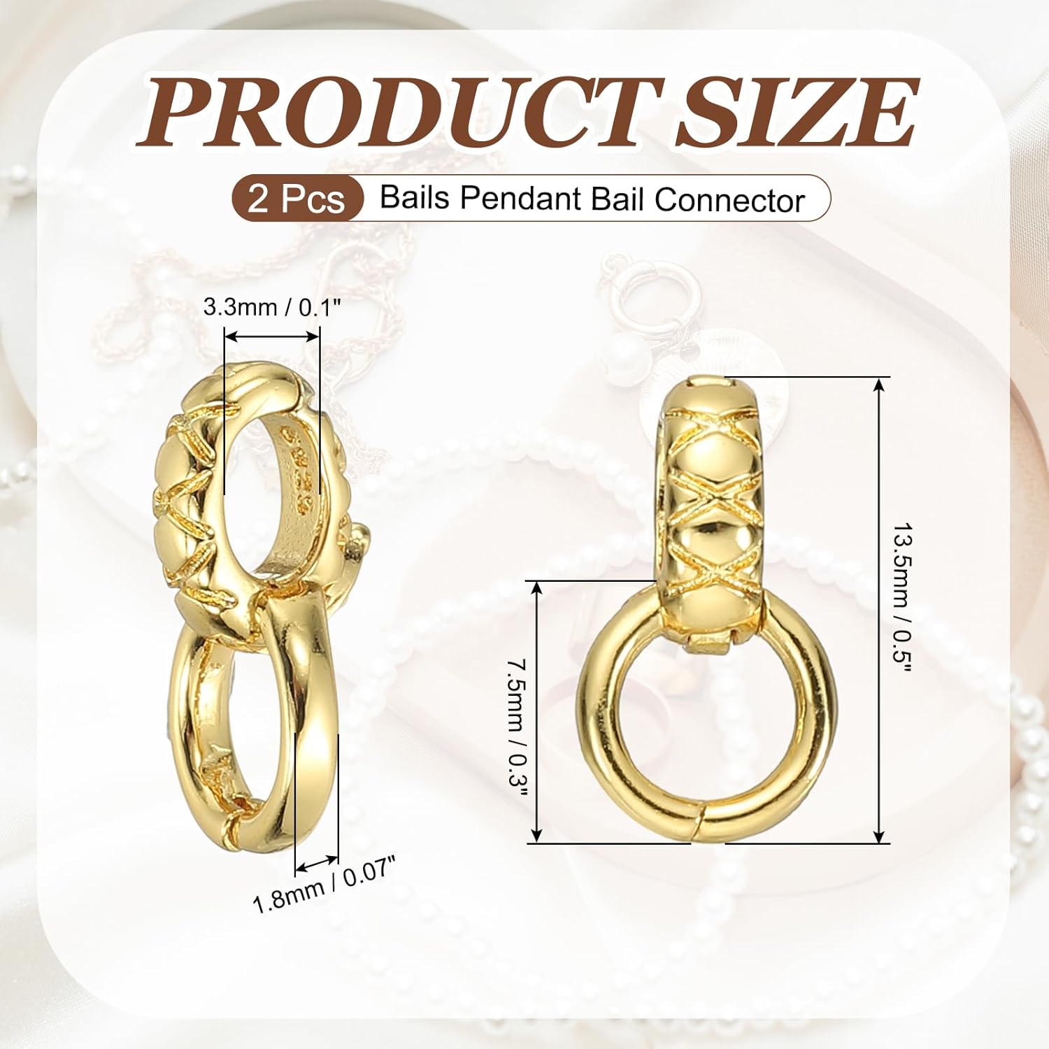 PATIKIL 2 Pcs Bails for Jewelry Making, 13.5mm Pendant Bail Connector Double Bail Clasps for Bracelet Necklace Pendants Dangle Charm DIY Craft, Gold - Image 2