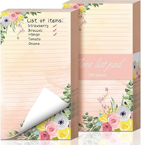 Paquete de 2 500 hojas de notas adhesivas florales, bloc de notas decorativas para listas de tareas, bloc de notas de 4.5 x 8 pulgadas, lista de
