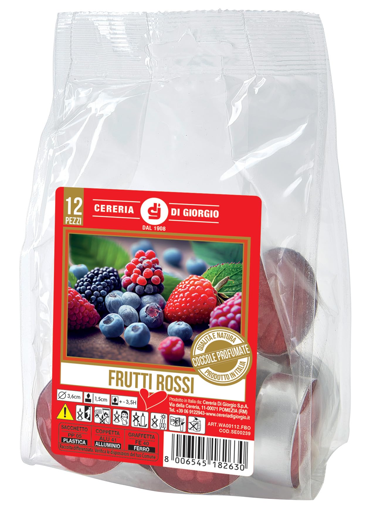 Scented Tealight Berries - 12 Pieces - Allergen-Free