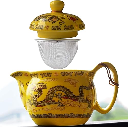 Miniatura 26 de Tetera China Porcelana 12oz Dragón Azul marino Infusor de filtración inoxidable para té suelto (azul marino) Azul marino,Azul cobalto,Amarillo
