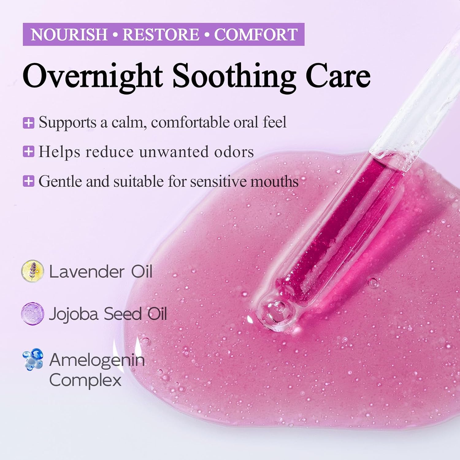 Night Repair Mouthwash Serum, Sensitive Gum Repair Oral Care Rinse, Oil Pulling for Enamel Support & Dry Mouth Relief, Oral Microbiome Balance, Alcohol-Free Before Bed Mouth Wash, Lavender