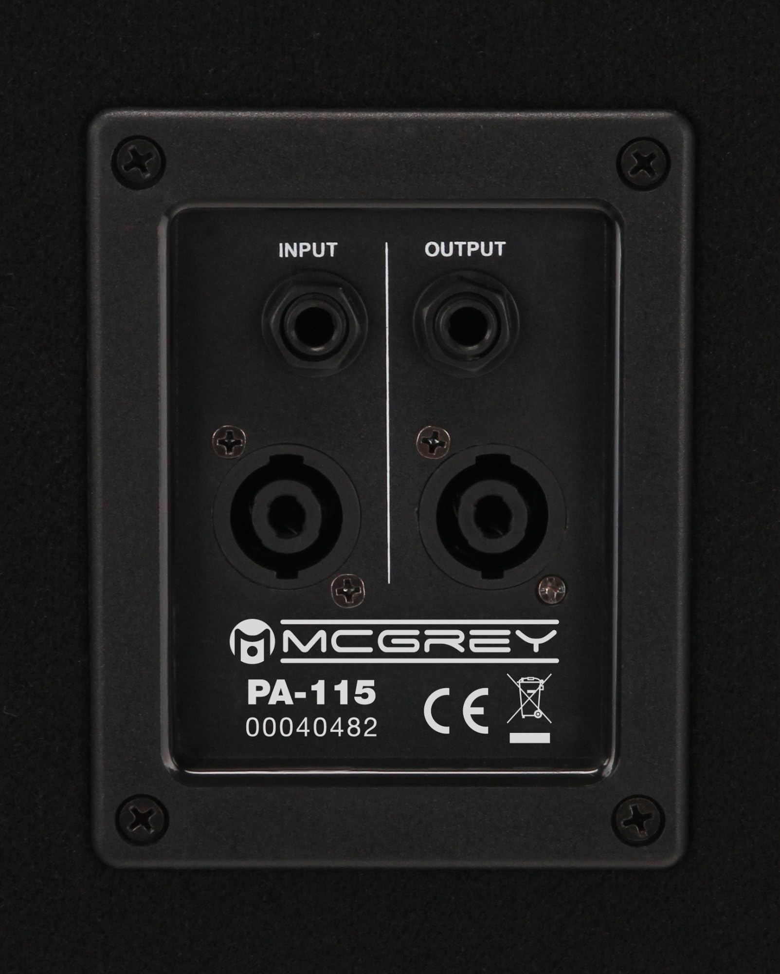 McGrey PA-115 Enceinte Passive 15", 2 Voies, trapézoïdale, 100/200/400W (RMS/Musique/Peak), Tweeter piezo 2", entrées SPK et Jack 6,35 mm, Noire.