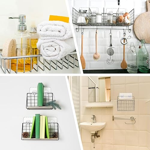 Miniatura 7 de cobee 8 piezas de repuesto adhesivo para regadera, ganchos adhesivos de pared, ganchos adhesivos transparentes y fuertes, ganchos de montaje en