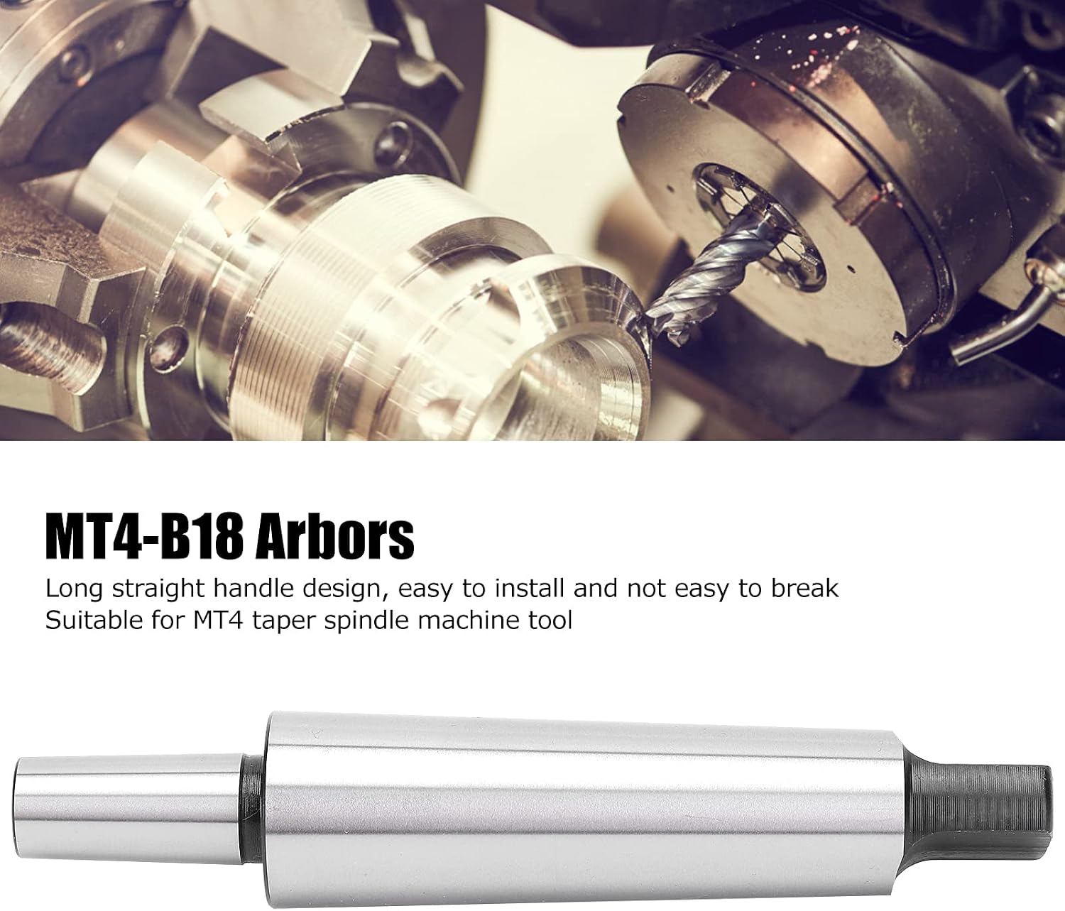 MT4 - B18 Drill Chuck Arbor | High Hardness Steel Straight Shank Adapter | Machine Tool Parts for Drilling Machines/Lathes/Mills | 164mm Length, 17.8mm Diameter