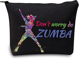 LEVLO Zumba Dancer Cosmetic Make Up Bag Gift For Zumba Lover Don't Worry Do Zumba Makeup Zipper Pouch Bag For Women Girls, Do Zumba Black, Cosmetic Bag