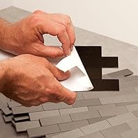 Vista 7 de Azulejos adhesivos de Aspect para salpicadero, de metal mate, diseño de tipo metro, para cocina y baño, Plateado