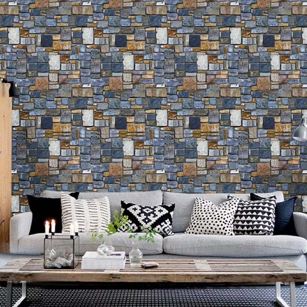 Wallgenics 3D Brick Stone Pattern Wall Poster, Wallpaper, Wall Sticker Self Adhesive Home Decor Stickers for Living Room, Bedroom, Hall (200 x 45 cm) (B084R94B9Y) Amazon Price History, Amazon Price Tracker