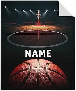 Mercuryelf Custom Basketball Throw Blanket - Soft, Fuzzy & Warm - 50x60 Inches Flannel Blankets for Living Room, Sofa - Black Sports Throws Gift for Teens