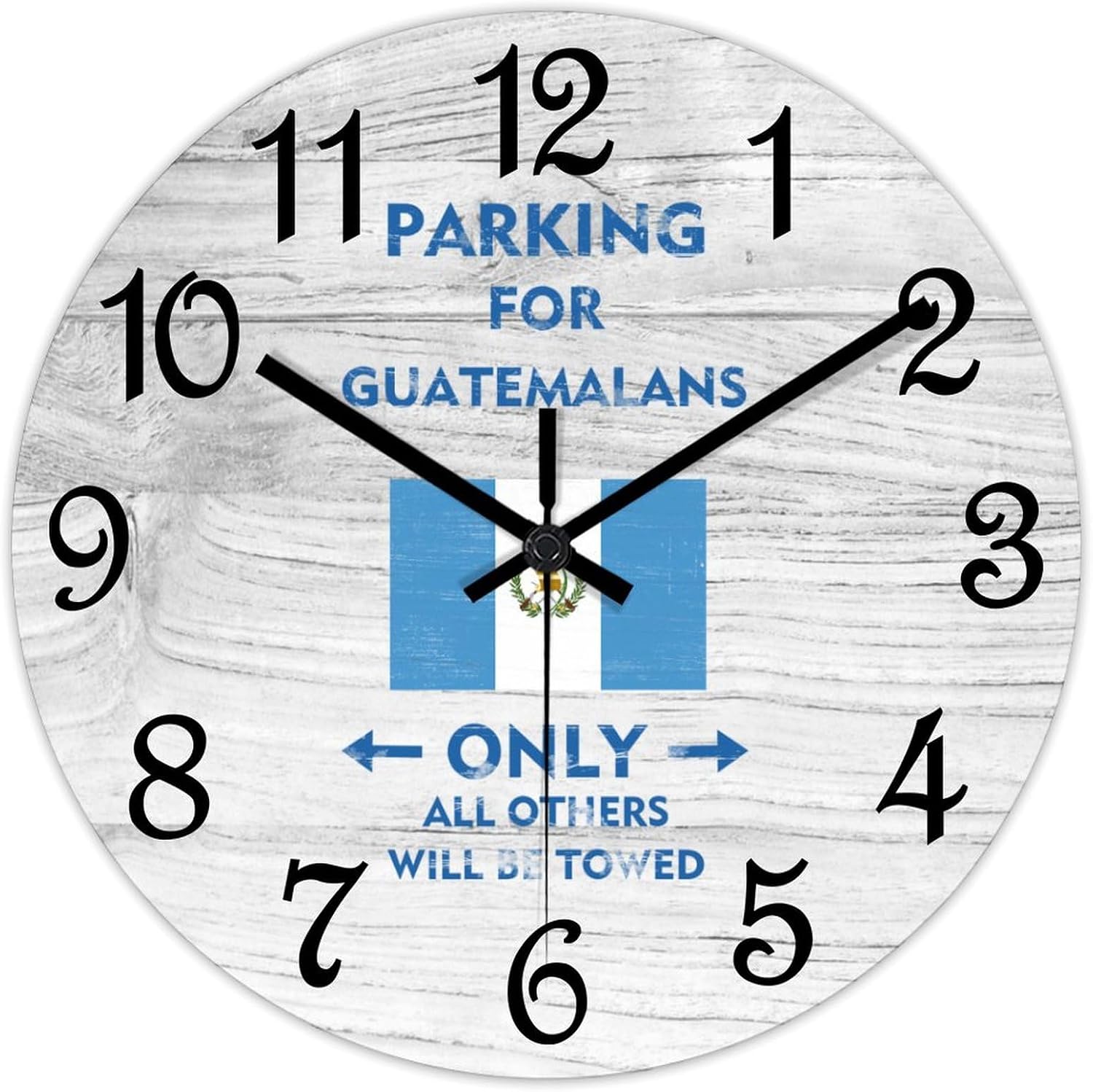 Guatemala Flag Wall Clock Wood Clock,parking for Guatemalans Only All Others Will Be Towed Round Wooden Clock Gifts Novelty Wall Clock for Home Kitchen Living Room Office 15 X 15 Inch