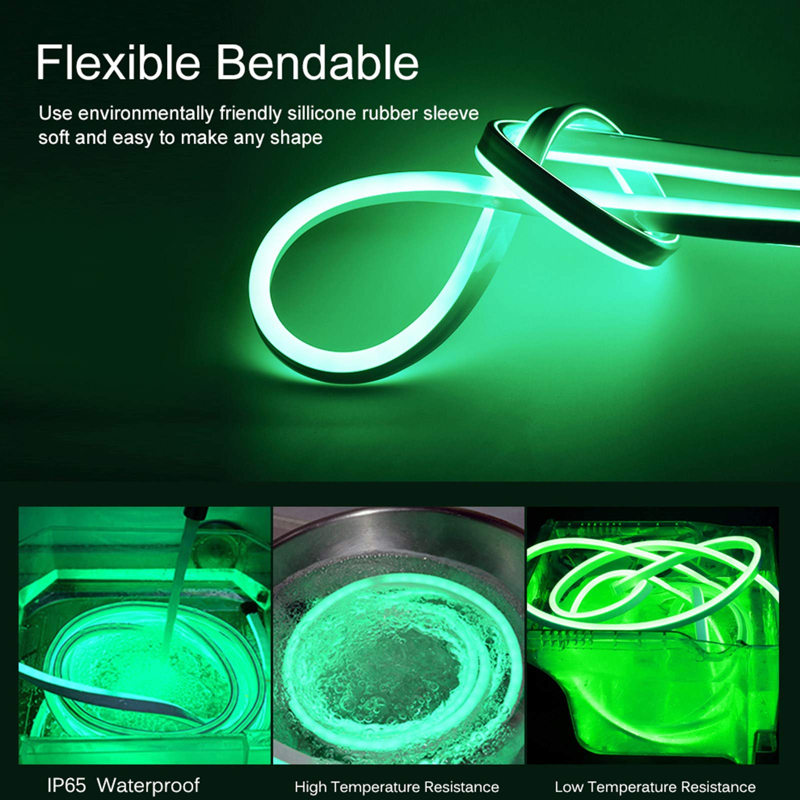 Taśma LED Neon (5M), Taśma LED, 5M Silikonowy wodoodporny Miękki pasek LED Neon, Taśma LED, Zewnętrzne elastyczne światło Wodoodporne silikonowe liny świetlne,E
