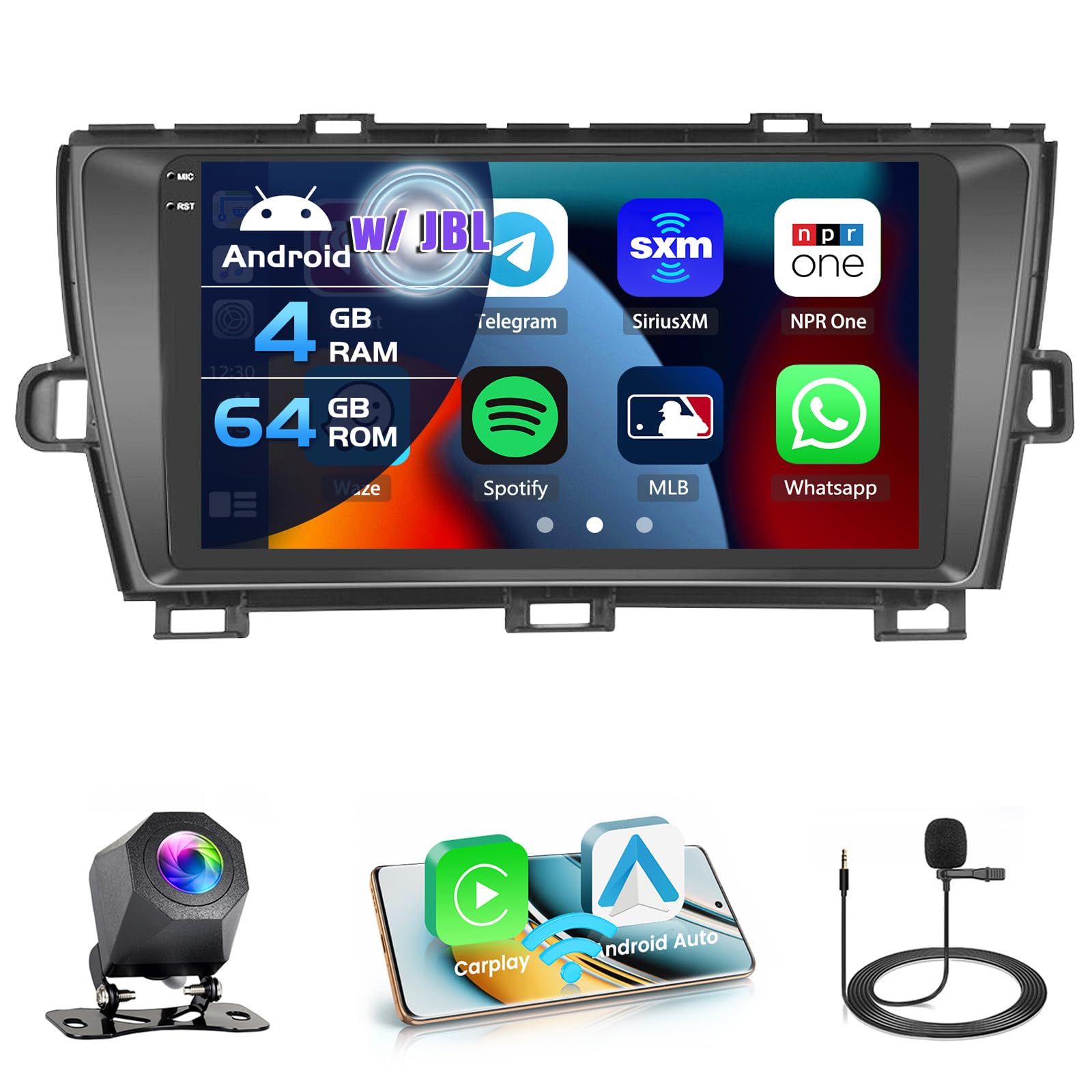 Inefala 8-Core 6+128G Android 13 Car Stereo Upgrade Radio for Toyota Prius 2010-2015 (LHD with JBL), 9'' HD Touch Screen with Wireless CarPlay & Android Auto, AHD Backup Camera, Mirror Link, GPS Navi-image-19