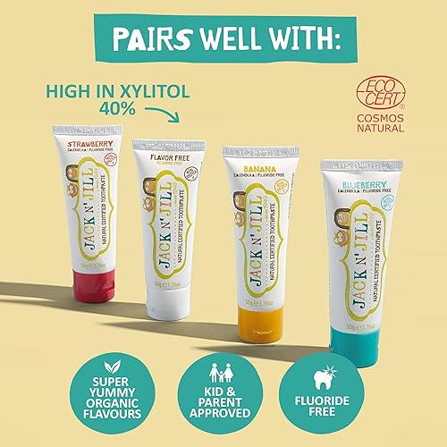 Miniatura 6 de Jack N' Jill Cepillo de dientes para niños, cepillo de dientes de cerdas extra suaves para niños, mango y embalaje hecho de plantas (maíz), mango