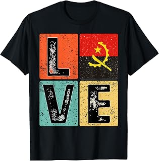 Vintage Retro I Love Angola Flag for Angolan Pride Gift T-Shirt