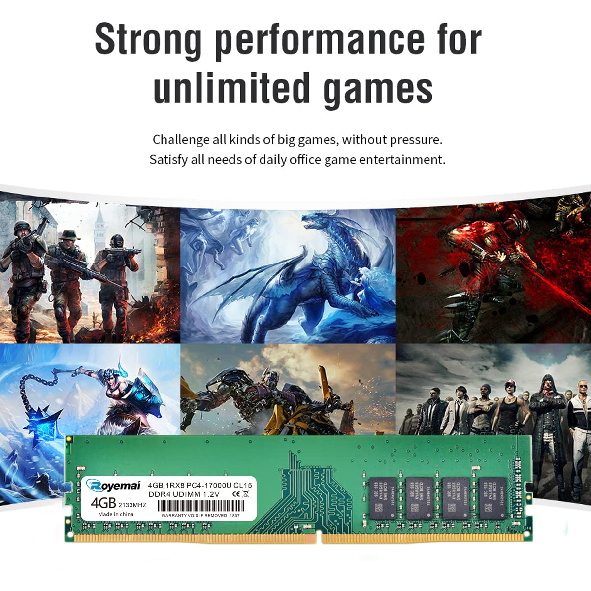 8GB DDR4 17000U PC4 2133 2X4GB UDIMM, DDR4-2133MHz PC4-17000 CL15