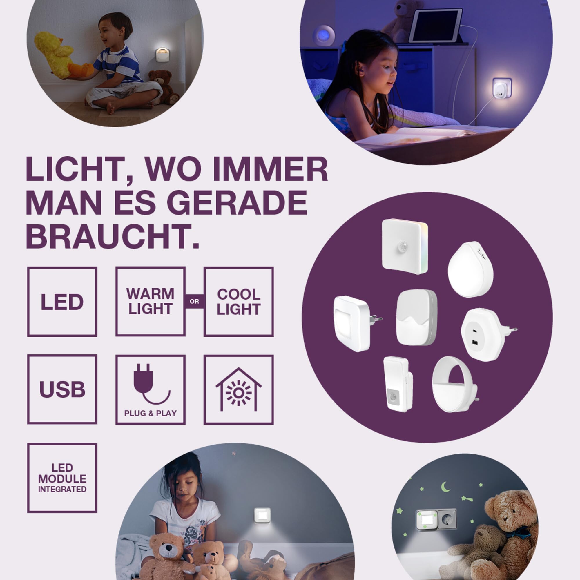 OSRAM LUNETTA Slim Night Light Biała 3000K LED 3 lm 0,3 W z czujnikiem dzień/noc, IP20, pośrednie wyjście światła, montaż w gnieździe