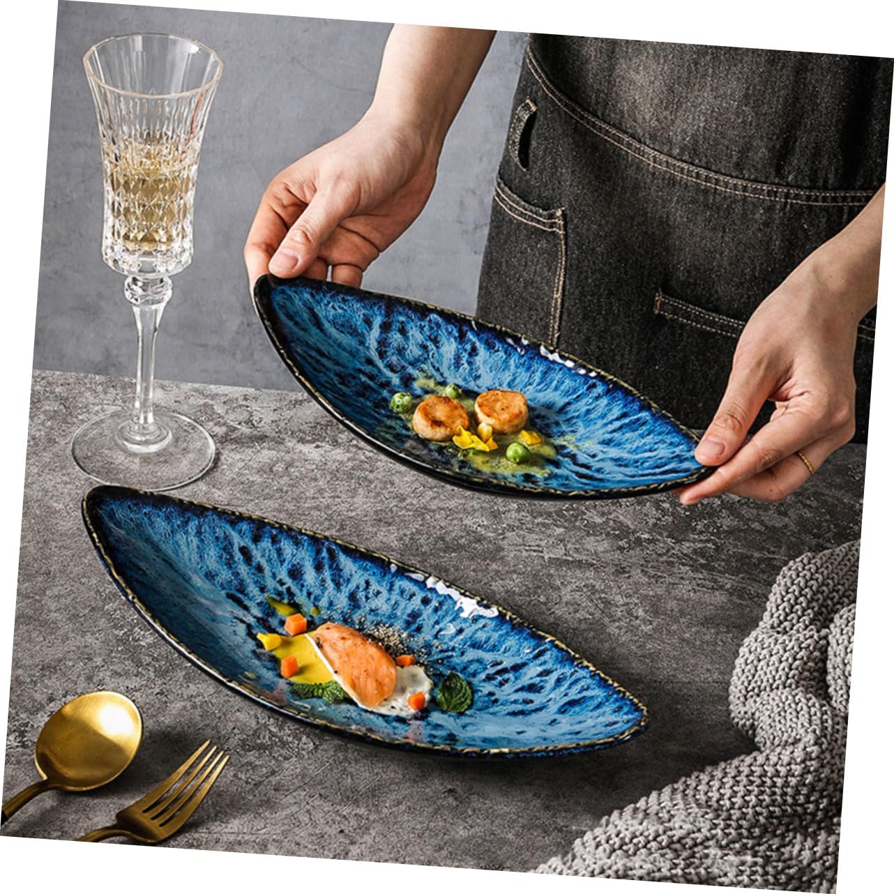 Gatuida Assiette à Sushi pour Maison Support à Saumon Assiette à Aliments Glacés
