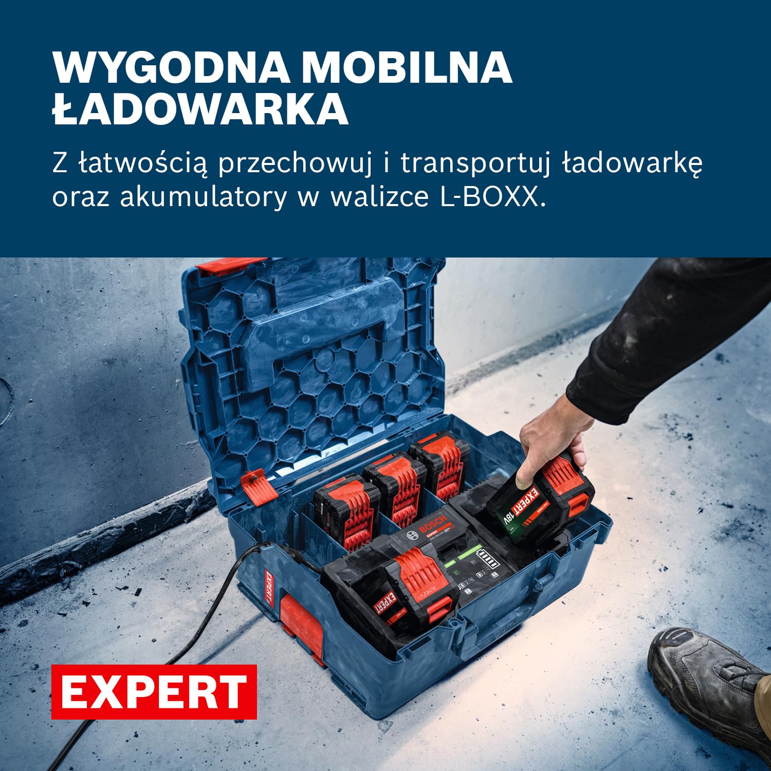 Bosch EXPERT 18V System Mobilna, ultraszybka ładowarka do ładowania równoległego EXAL18V2-320 (walizka L-BOXX 162)