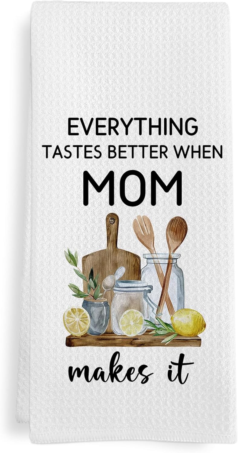 Mom Kitchen Towels, Mother Dish Tea Towels for Kitchen,Gifts for Mommy,Mom Gifts from Grandkids,Mother Decorative Hand Towel, 16x24 Inch