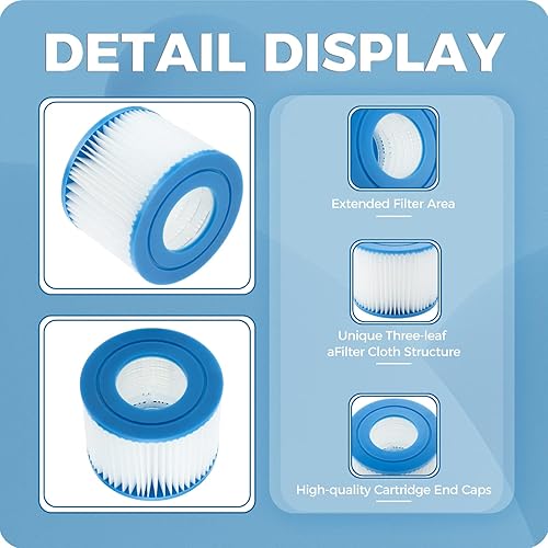 Miniatura 3 de Filtro de repuesto para bañera de hidromasaje tipo VI, paquete de 6 cartuchos de filtro de spa compatibles con Bestway, Lay-Z-Spa, Coleman SaluSpa