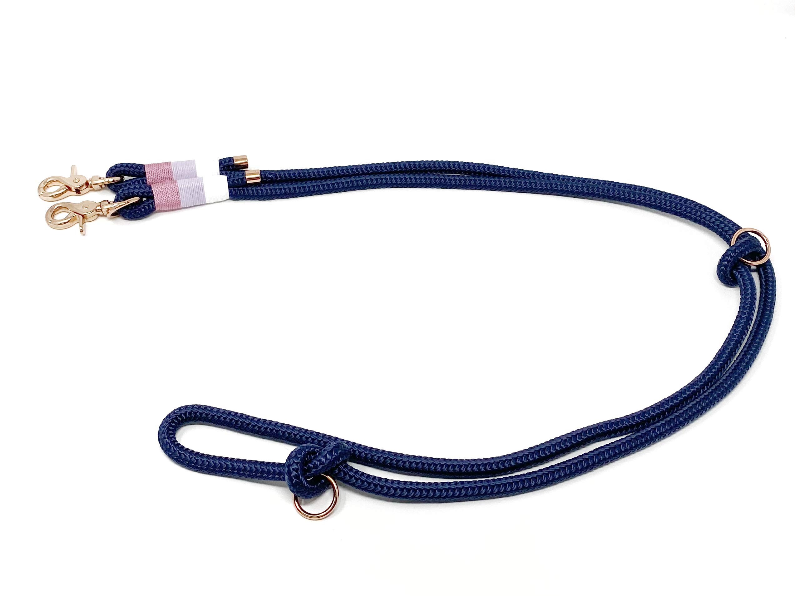 Laisse pour chien en corde de voile - Longueur : 200 cm - 100 % fabriquée à la main - Longueur réglable sur trois niveaux grâce à des nœuds de randonnée en corde de voile robuste (S (200