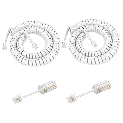 Miniatura 8 de Uvital Desenredador de cable de teléfono para teléfono, 1 paquete de cable de teléfono de 10 pies sin enrollar (1.2 pies en espiral) y 1 paquete de