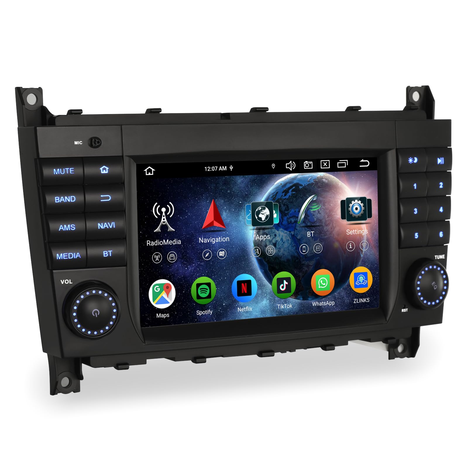 8-núcleo 4GB RAM+64GB ROM 7 Pulgadas Android 14 Radio Coche para Mercedes Benz Clase C/CLC/G W203 W463 Soporte GPS Navegador CarPlay inalámbrico Android Auto Bluetooth DSP WiFi 4G Dab+ FM RDS Canbus