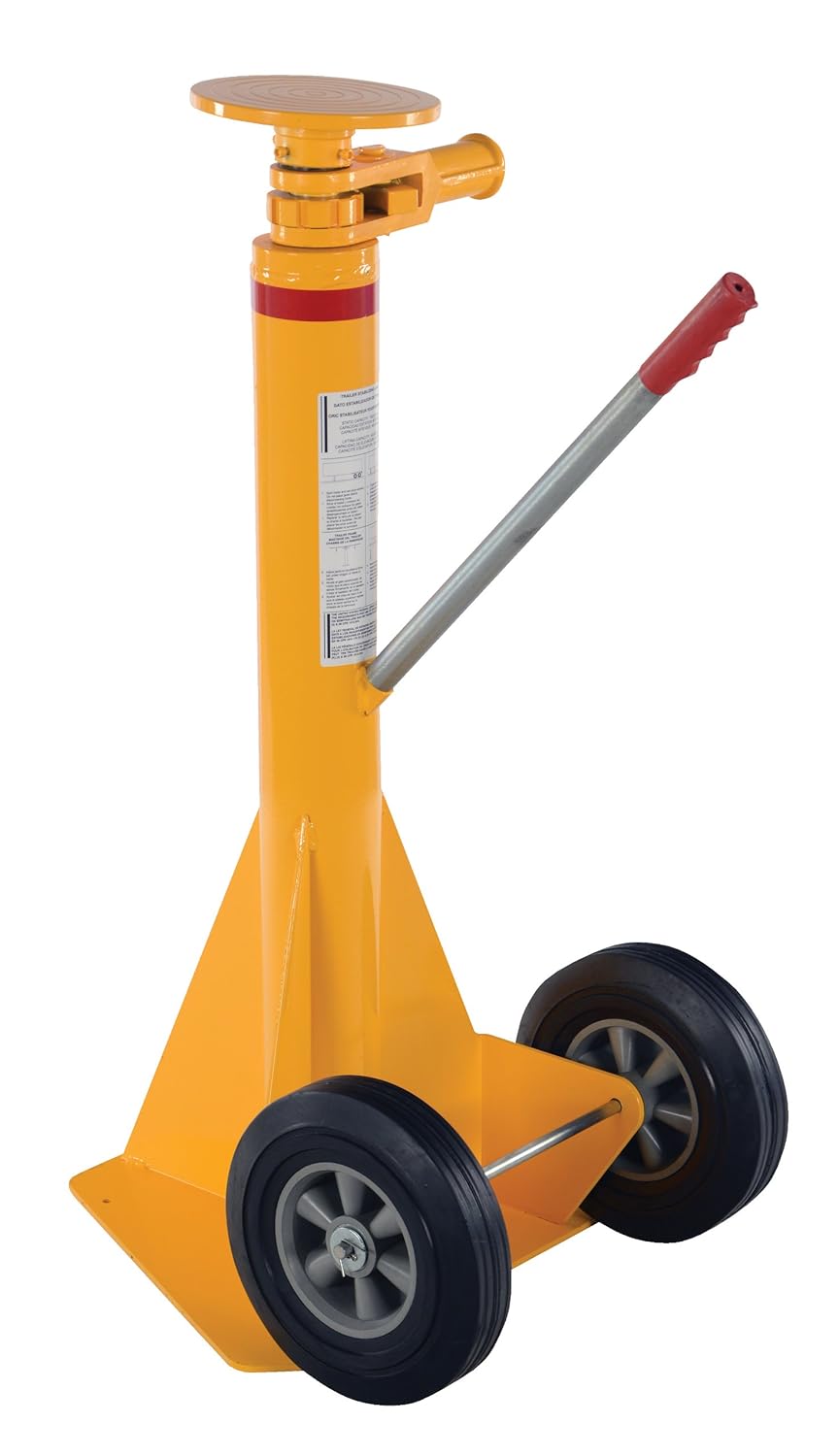 Vestil SP-TOP-R Steel Trailer Stabilizing Spin Top Ratchet Jack 26-5/8 In. x 17-5/8 In. x 39 In. 40,000 Lb. Lifting Capacity Yellow