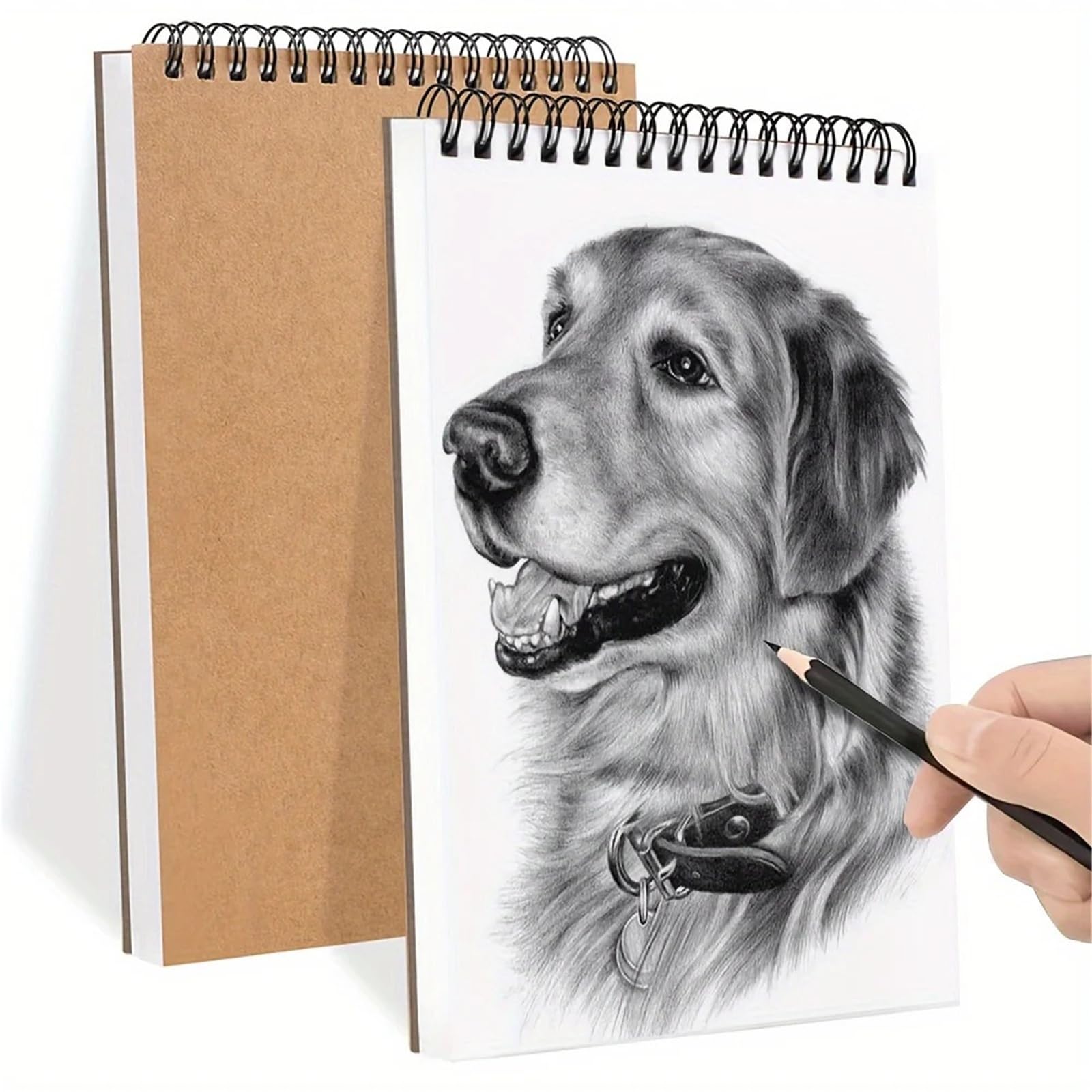 Album Da Disegno Con Rilegatura A Spirale Diario for quaderno vuoto con copertina kraft A4, blocco for quaderno a spirale, libro da disegno, 100 fogli/100 g/m²(1pc A4 Sketch Top)