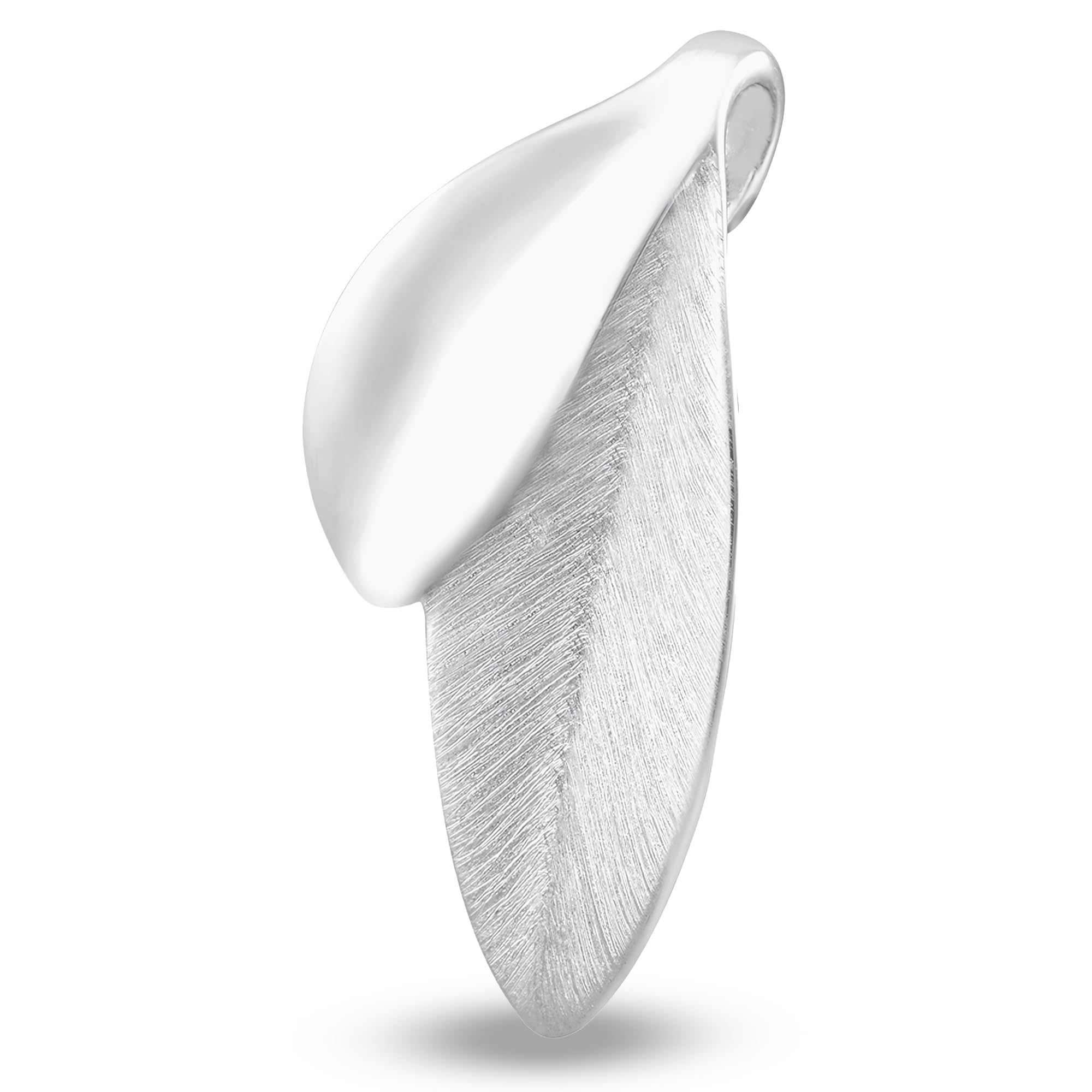 Vinani Kettenanhänger 925 Sterling Silber Blattform für Damen, ABH-EZ | Gebürstete Oberfläche, antiallergisch, nickelfrei, deutsches Design, ideal für empfindliche Haut und vielseitige Looks