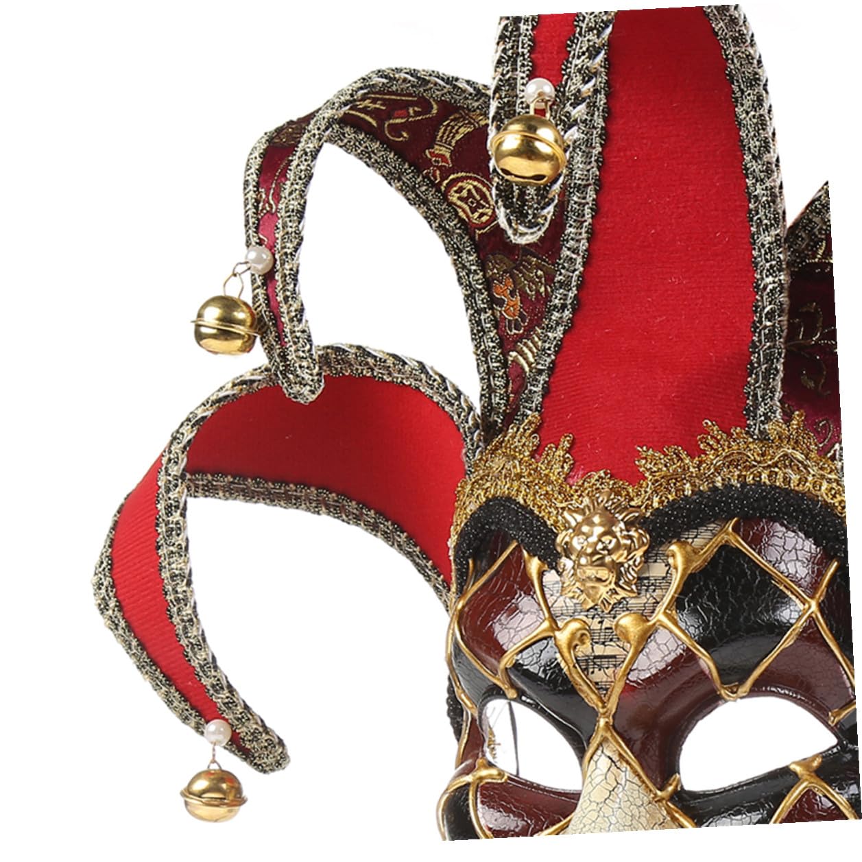 Máscara Veneciana de Cara Completa Roja para Carnaval y Fiesta de Mascarada, Estilo Vintage Tela y Plástico sin Olor, Diseño Delicado y Llamativo