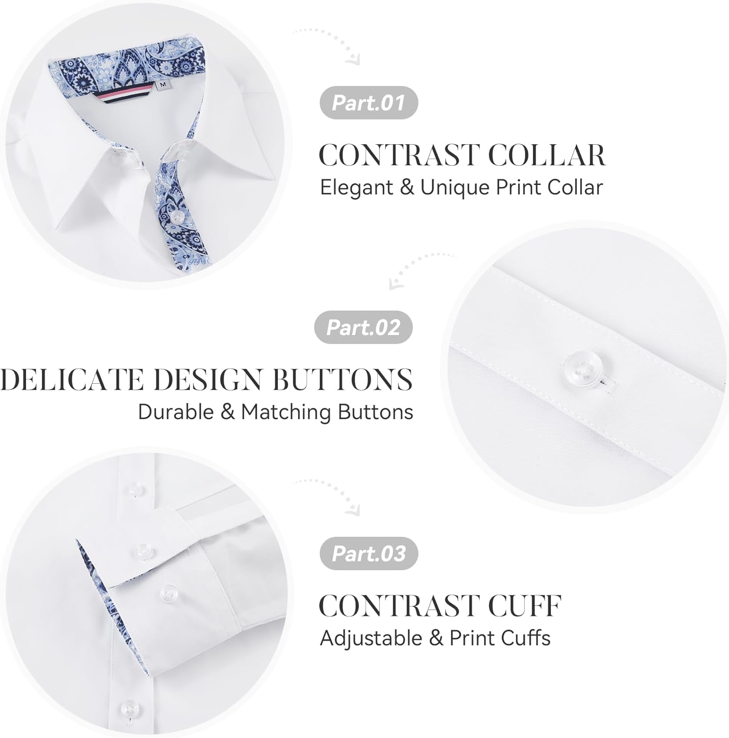 Esabel.C Womens Dress Shirts Cotton Long Sleeve Regular Fit Stretch Button Down Blouse - Image 4