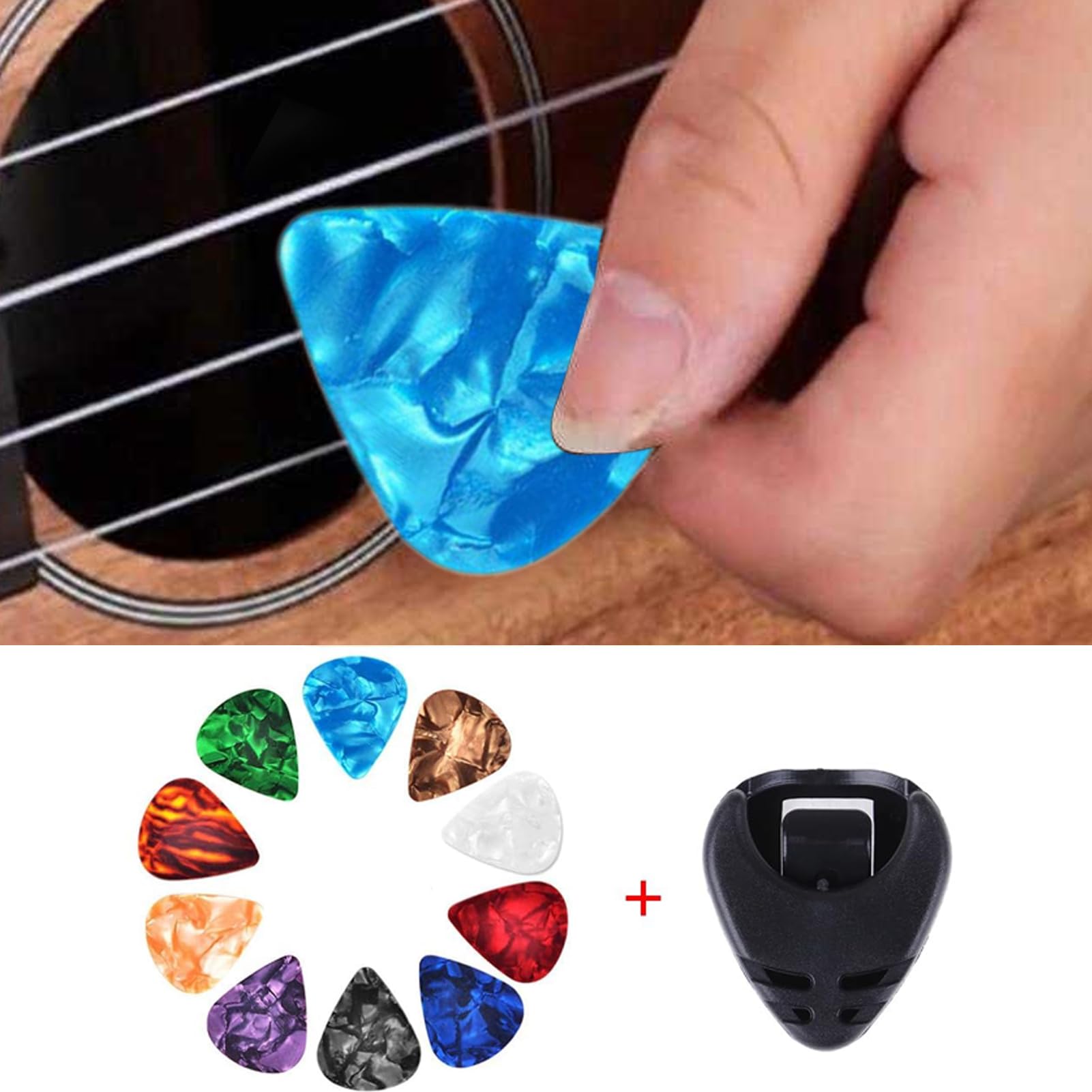 Plettri Chitarra Confezione 10 pezzi colorati spessore 0,46 mm | Per Basso adatti a Principianti di Chitarra Classica, per la Tecnica Fingerstyle e Strumming
