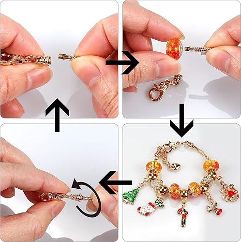 Miniatura 4 de Calendario de Adviento de joyería, calendario de cuenta regresiva de Navidad 2022, kit de fabricación de pulseras con 22 cuentas de dijes para niñas