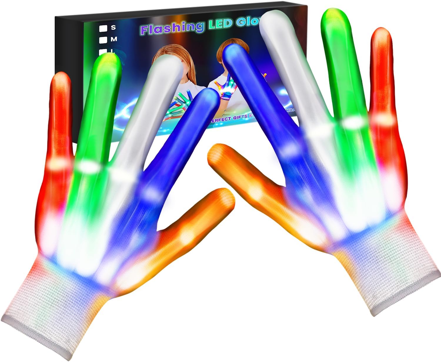 LED Light Up Gloves for Kids - Christmas Birthday Halloween Toys Gift for 6 7 8 9 10 11 12 Year Old Girls Boys M?9-12 Years?