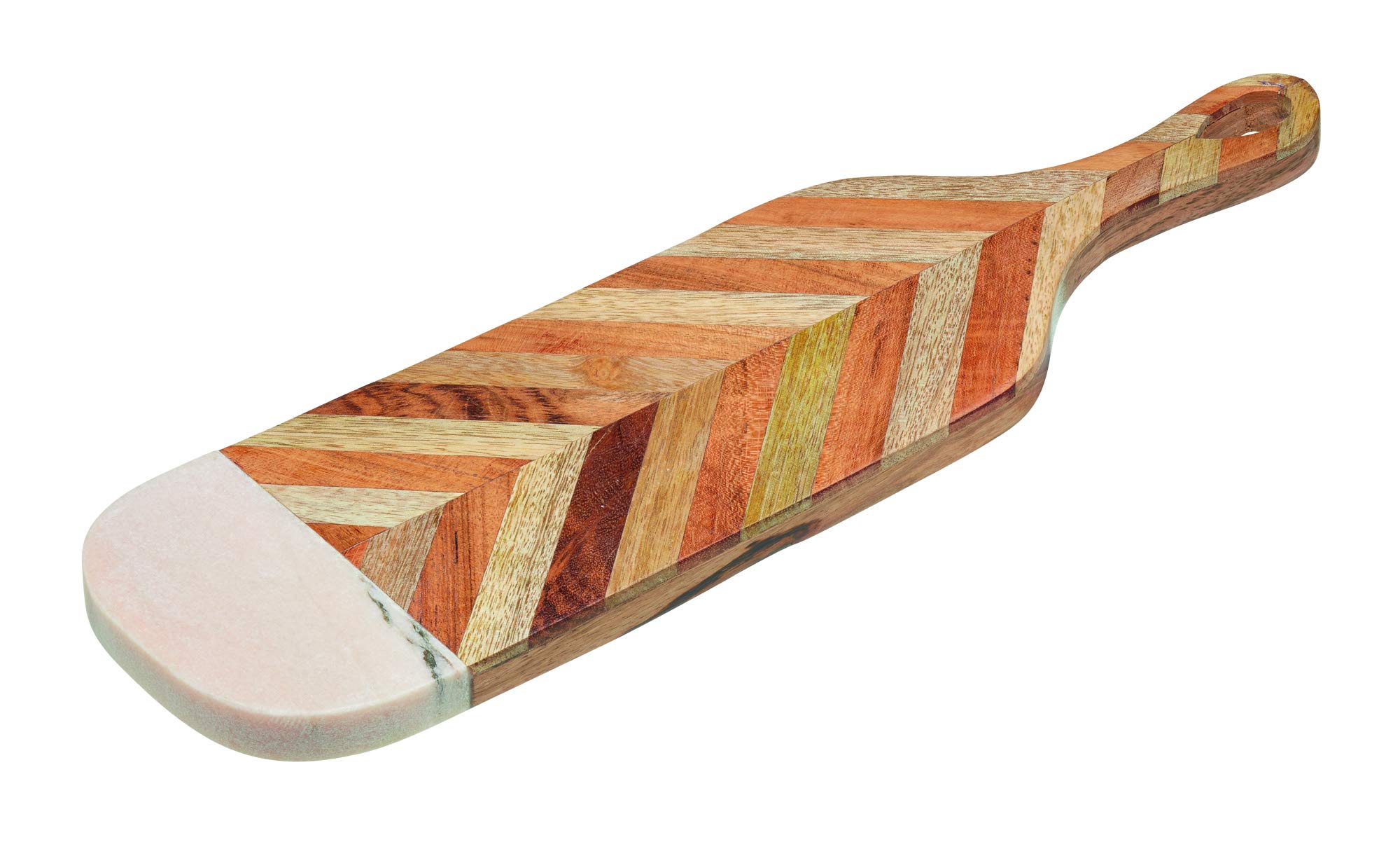 Kitchencraft Pink Serenity Serving Platter, Mango Wood/Marble, Brown/, 48 X 13 Cm