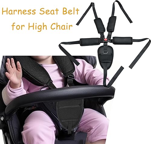 Miniatura 5 de 5 Point Harness Seat Belt for High Chair,Universal Seatbelt Crotch Cushion Shoulder Pads