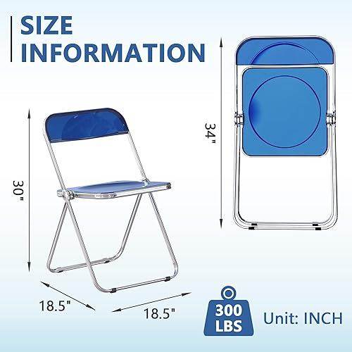 Miniatura 2 de Dolonm Silla plegable de acrílico transparente con marco de acero cromado, silla de acrílico para múltiples aplicaciones, silla transparente moderna
