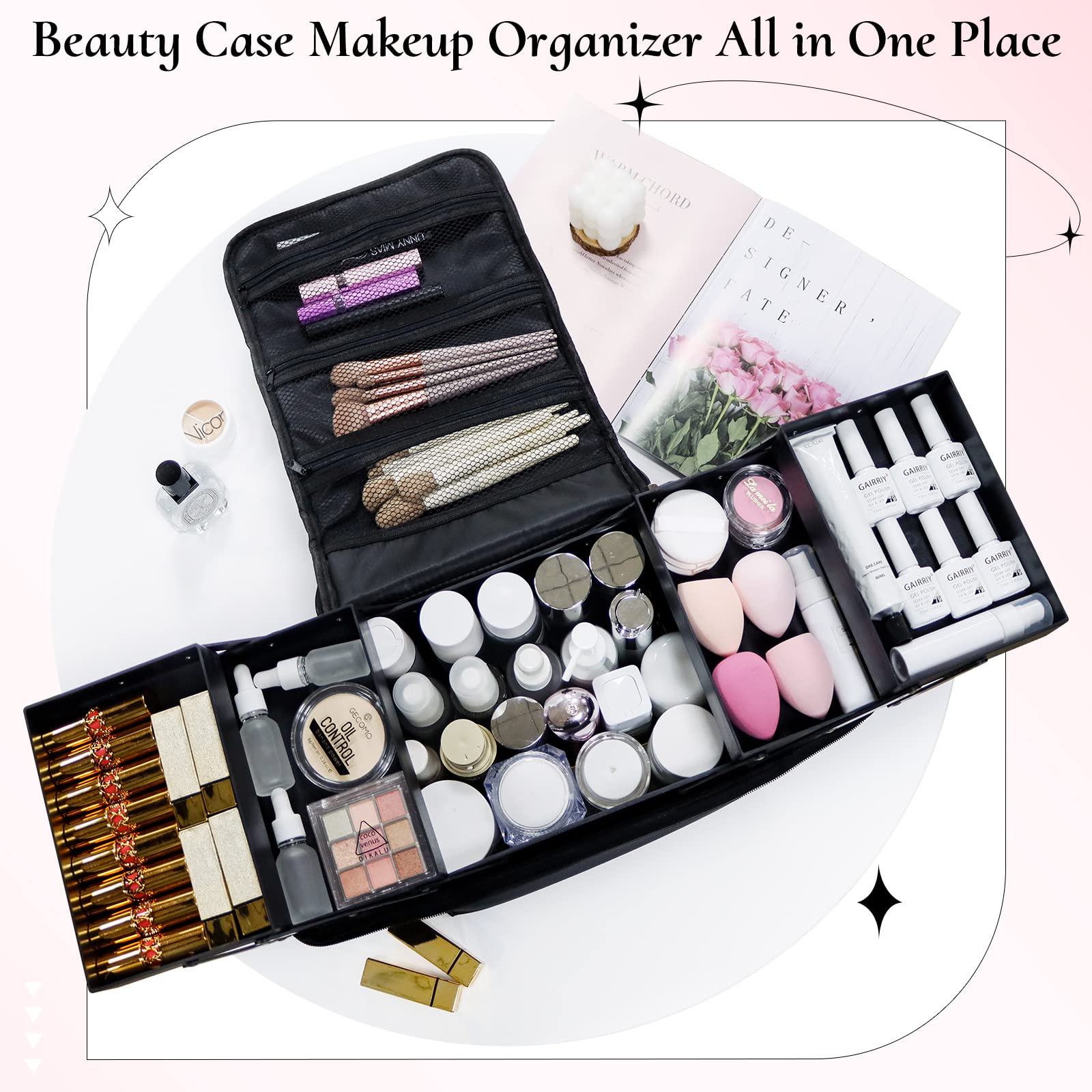 Valigetta Porta Trucchi, Beauty Case Donna Borsa Trucco Professionale Grande, Valigia Make Up Bag Organizer Borsa Estetista Portatrucchi Trousse Makeup