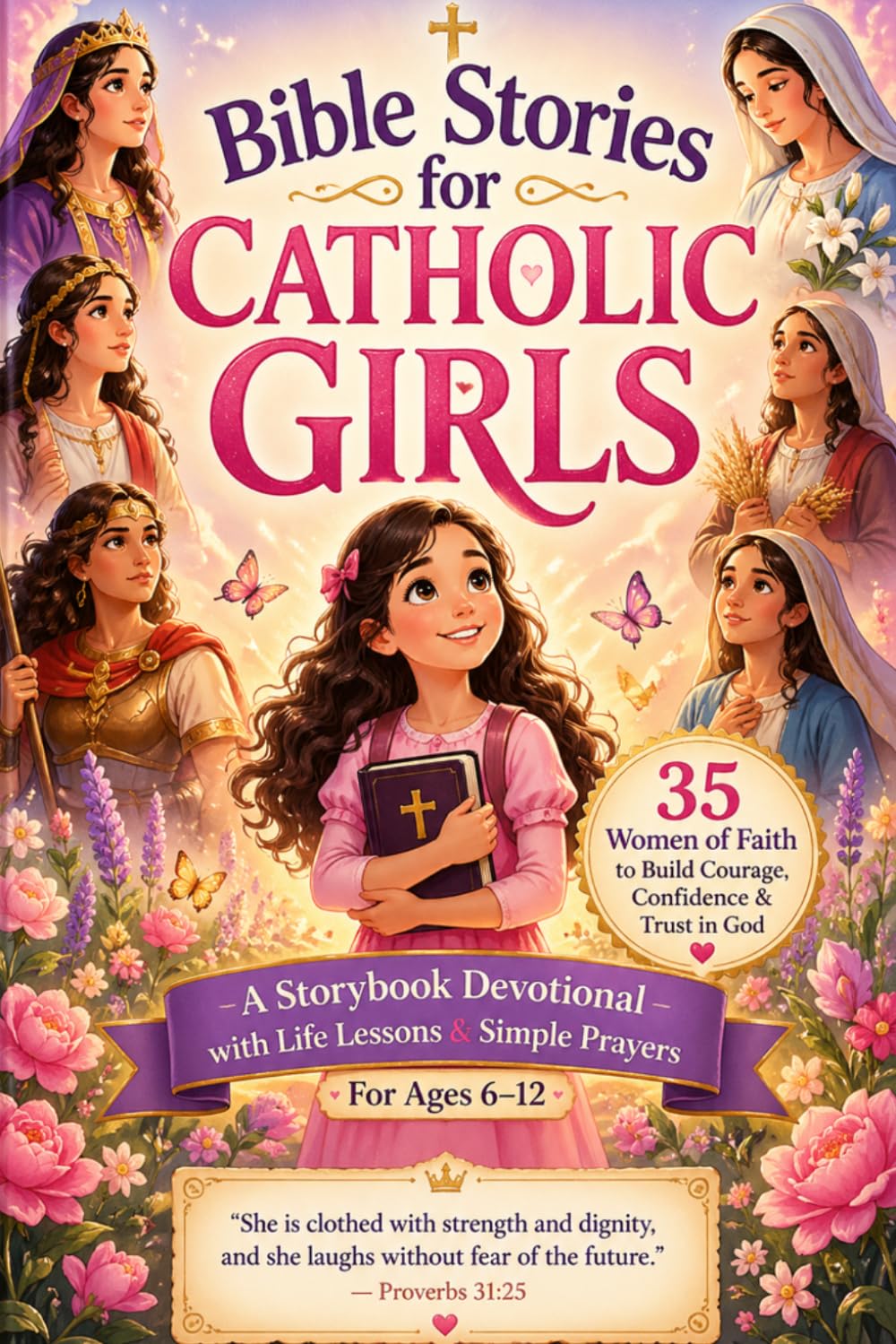 Bible Stories for Catholic Girls: 35 Women of Faith to Build Courage, Confidence & Trust in God: A Storybook Devotional with Life Lessons & Simple Prayers For Ages 6–12