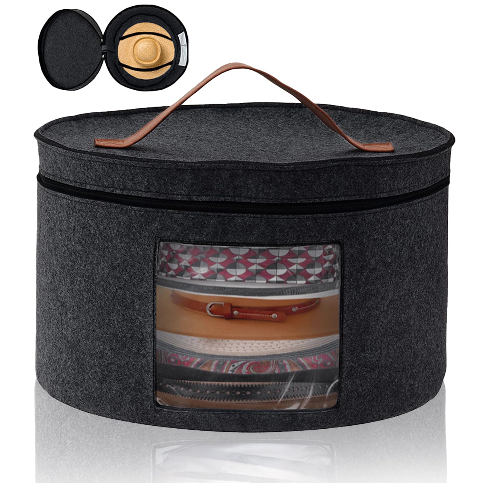 rierousy boîte à chapeau ronde grise – Image 1