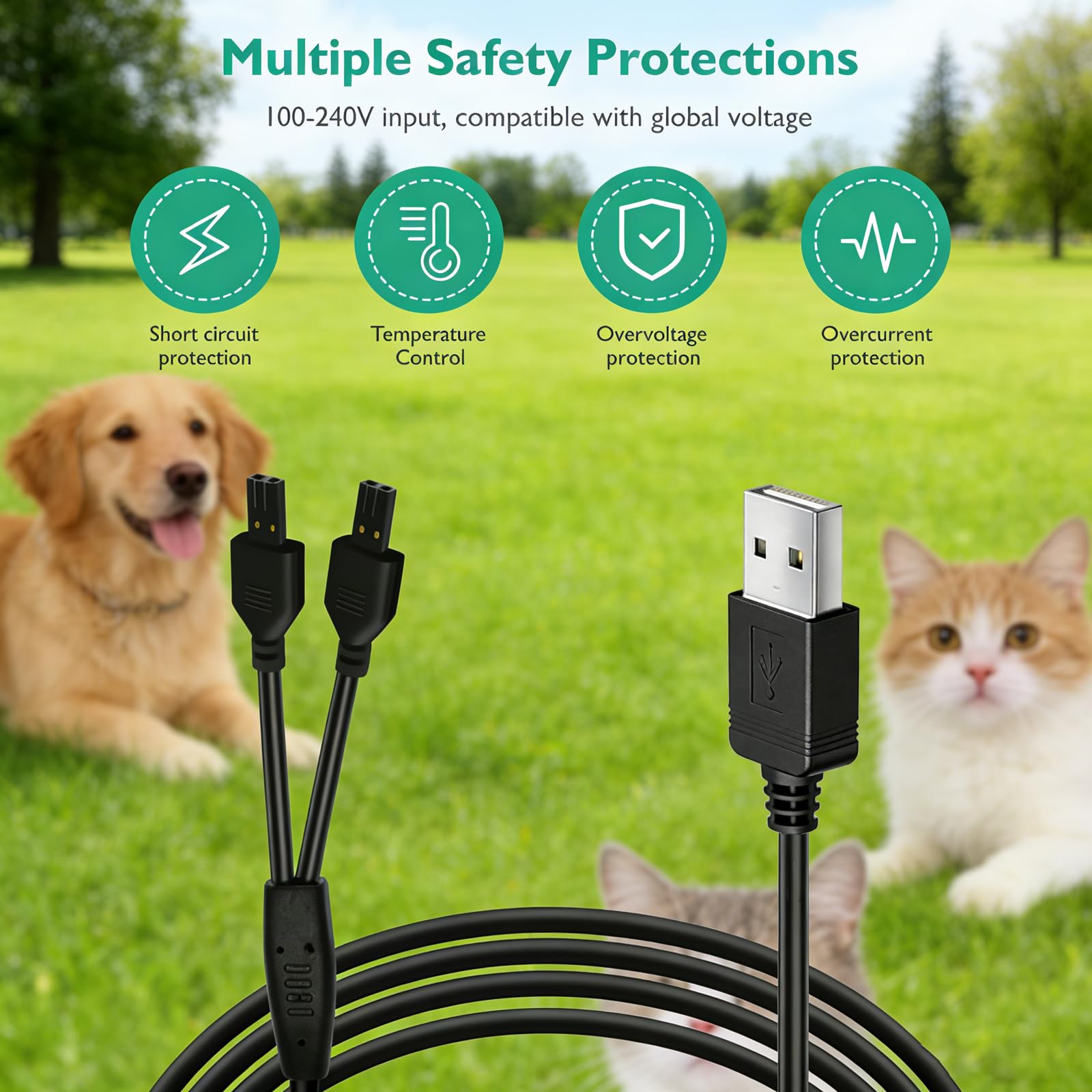 Lnauy Câble d'alimentation de rechange pour collier Petsafe, Chargeur Collier Chien, câble d'alimentation compatible avec PetSafe Remote Trainer et Lite Remote Trainer 100/300/600 et 800 m