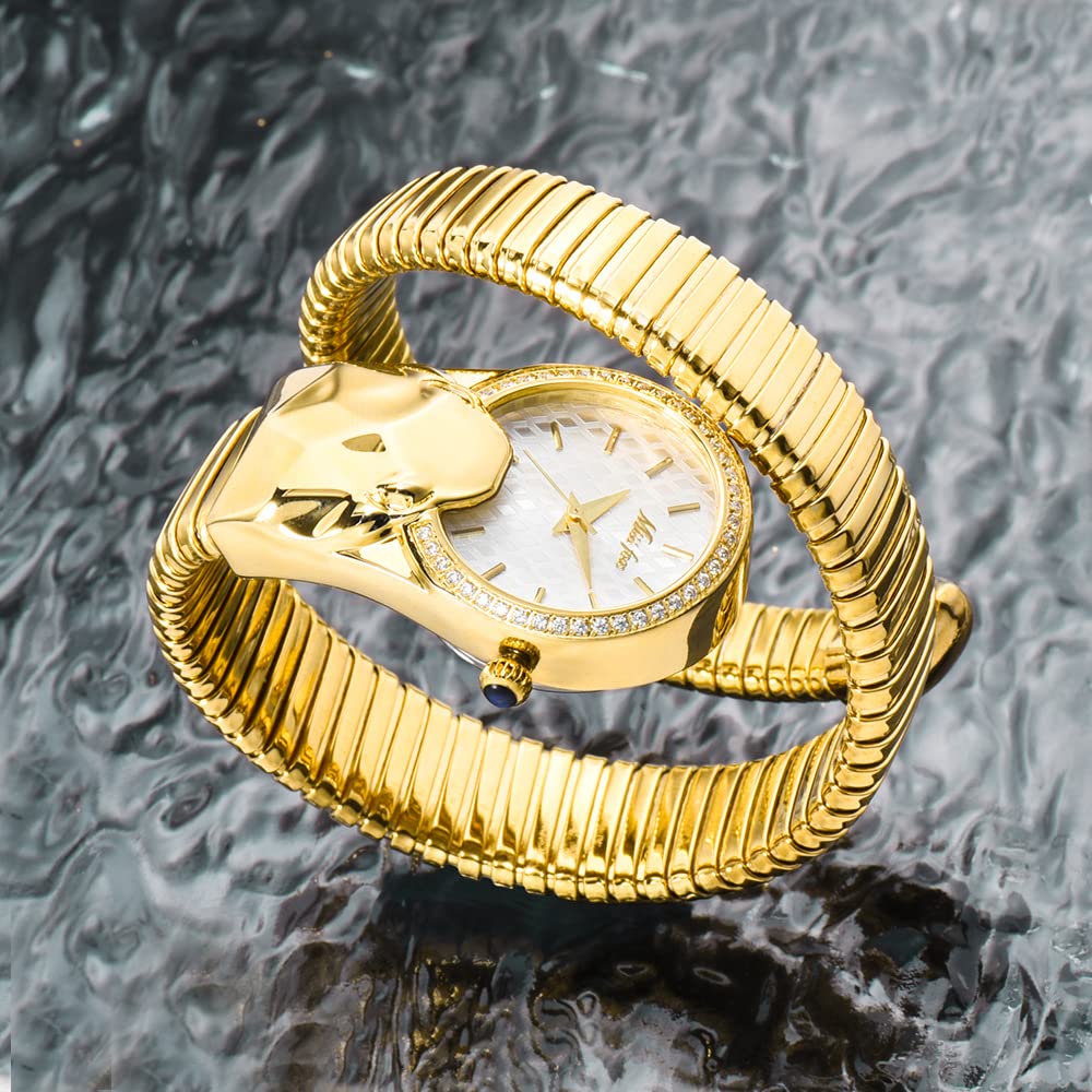 Fashion Trend - Orologio da polso da donna, al quarzo, con serpente intarsiato con diamanti, elegante bracciale a serpentina, orologi da donna, idea regalo