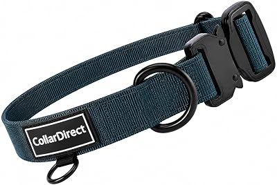 Heavy Duty Dog Collar for Large or Medium Dogs, Adjustable Strong Dog Collar for Active Dogs, Double-Layered Nylon (Dark Blue, Small (28-38 cm))