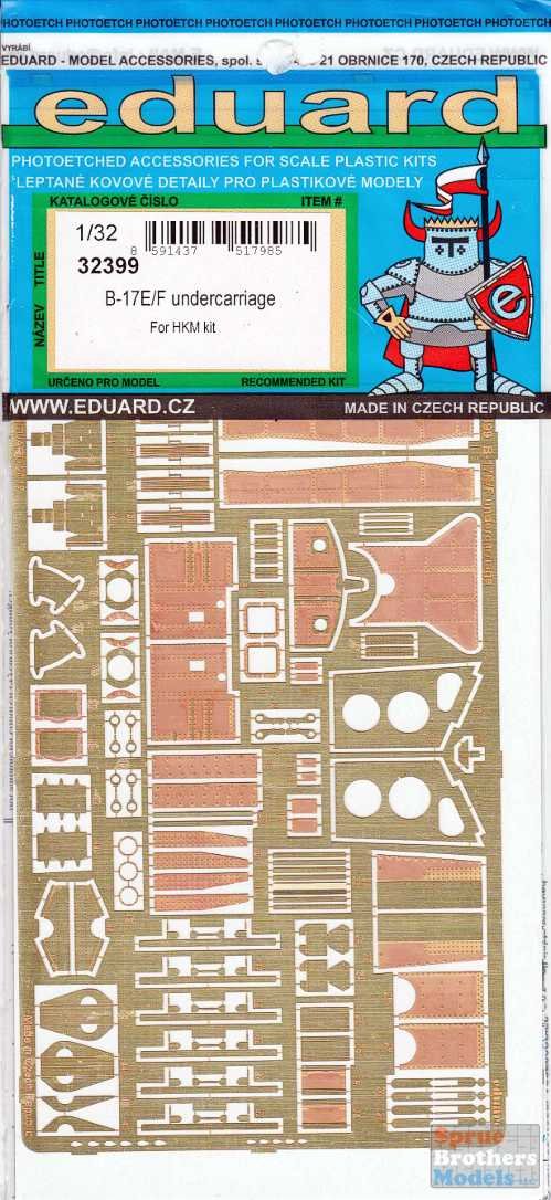 EDU32399 1:32 Eduard PE - B-17E B-17F Flying Fortress Undercarriage Detail Set (for use with the HK Models kit) MODEL KIT ACCESSORY