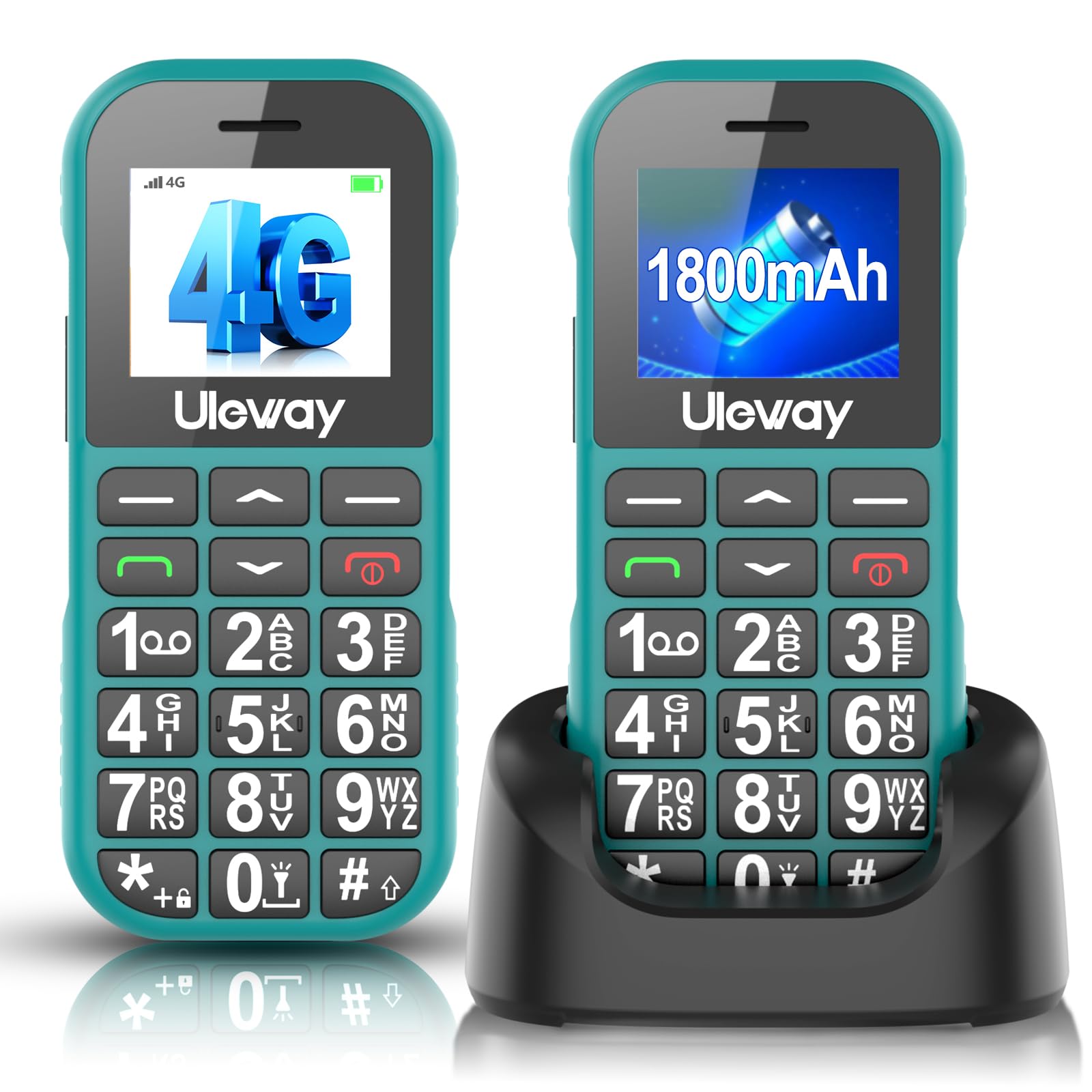Tosaju 4G Teléfonos Móviles para Personas Mayores con Batería de 1800mAh y Botón Grande Telefonía Simples para Adultos M