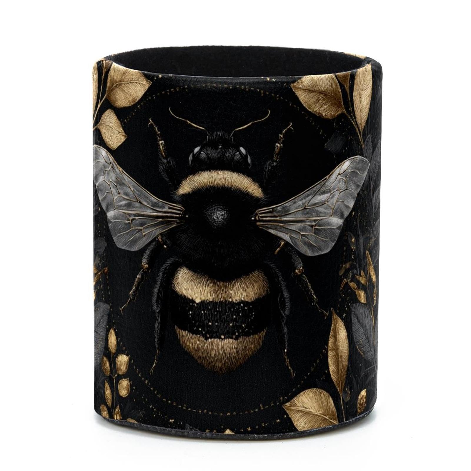 VAPOKF Round Pencil Holders for Desk, Bee Pen Holders Pen Pot Makeup Brushes Storage Desktop Stationery Supplies Organiser for Home Office