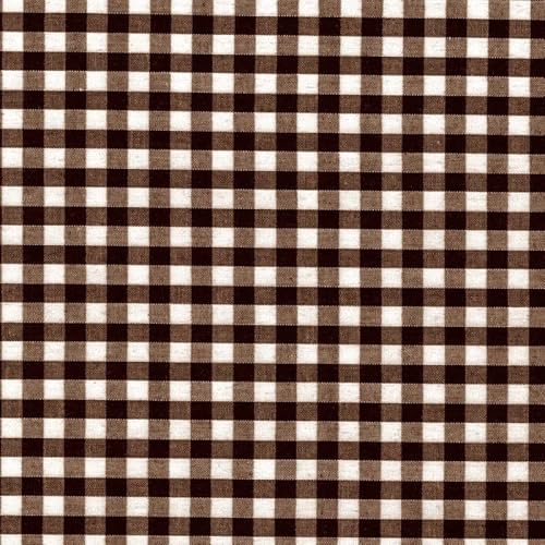Premium Carly Brown Mini Checkered Gingham Fabric – Versatile Poly Cotton for Creative Projects by The Yard